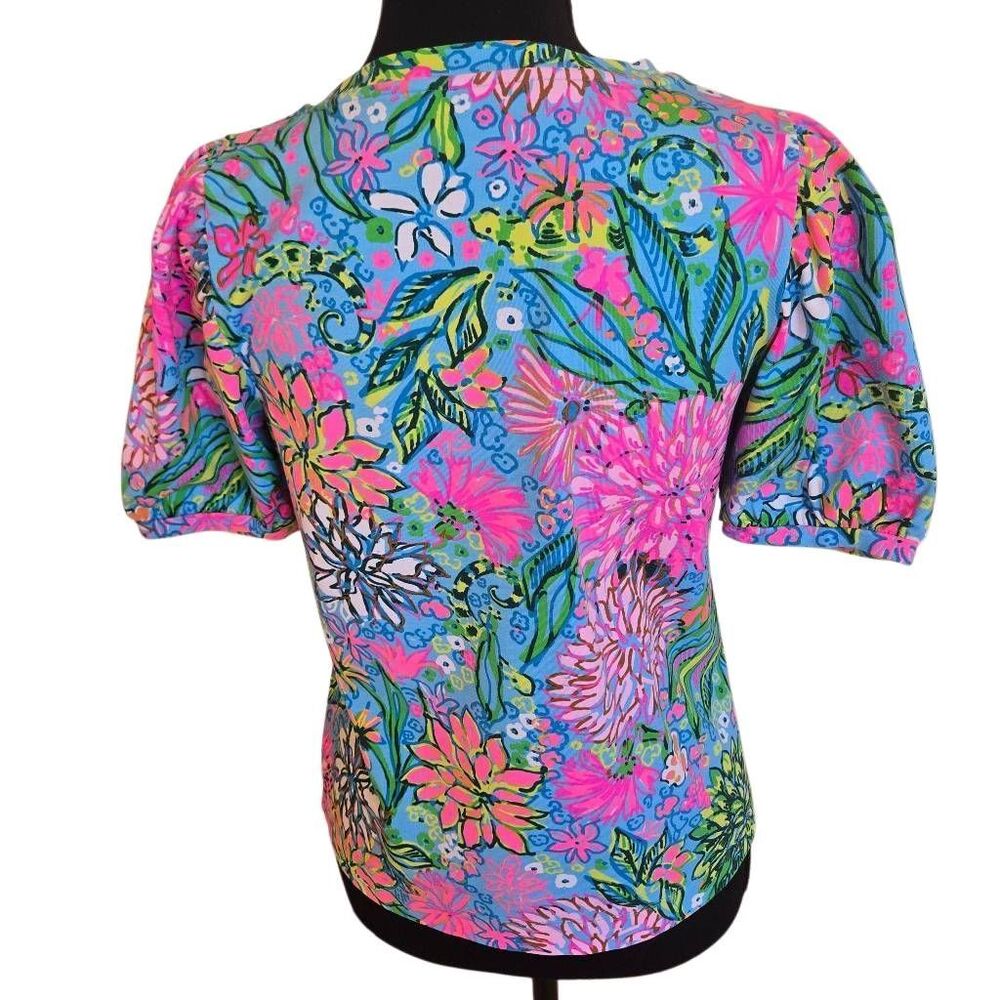 Lilly Pulitzer Womens Rhett Top In Seabreeze Blue Walking on Sunshine Small - Picture 4 of 10